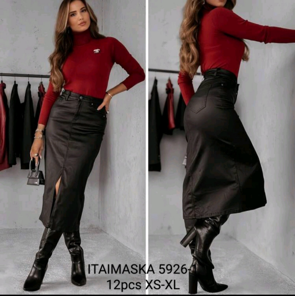 Spódnice skórzane damskie Roz XS-XL, 1 Kolor Paczka 12 szt